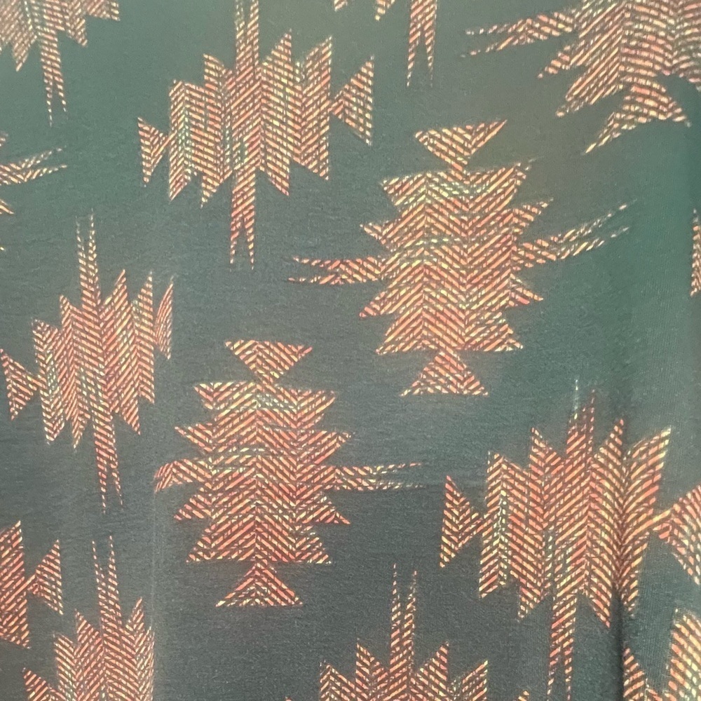 LuLaRoe Green and Orange Patterned Blouse - Picture 3 of 4